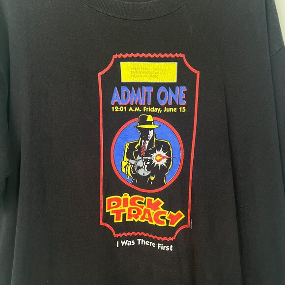 Vintage 90s Disney Dick Tracey Movie Promo TShirt Single Stitch Mens Sz. XL FLAW - Picture 5 of 8